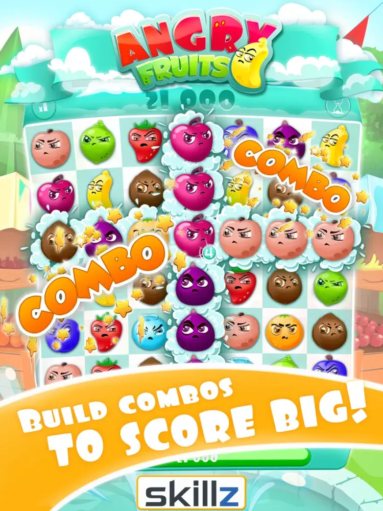 Angry Fruits 1 VS 1 Puzzle : Real Money Gaming iPad 应用截图