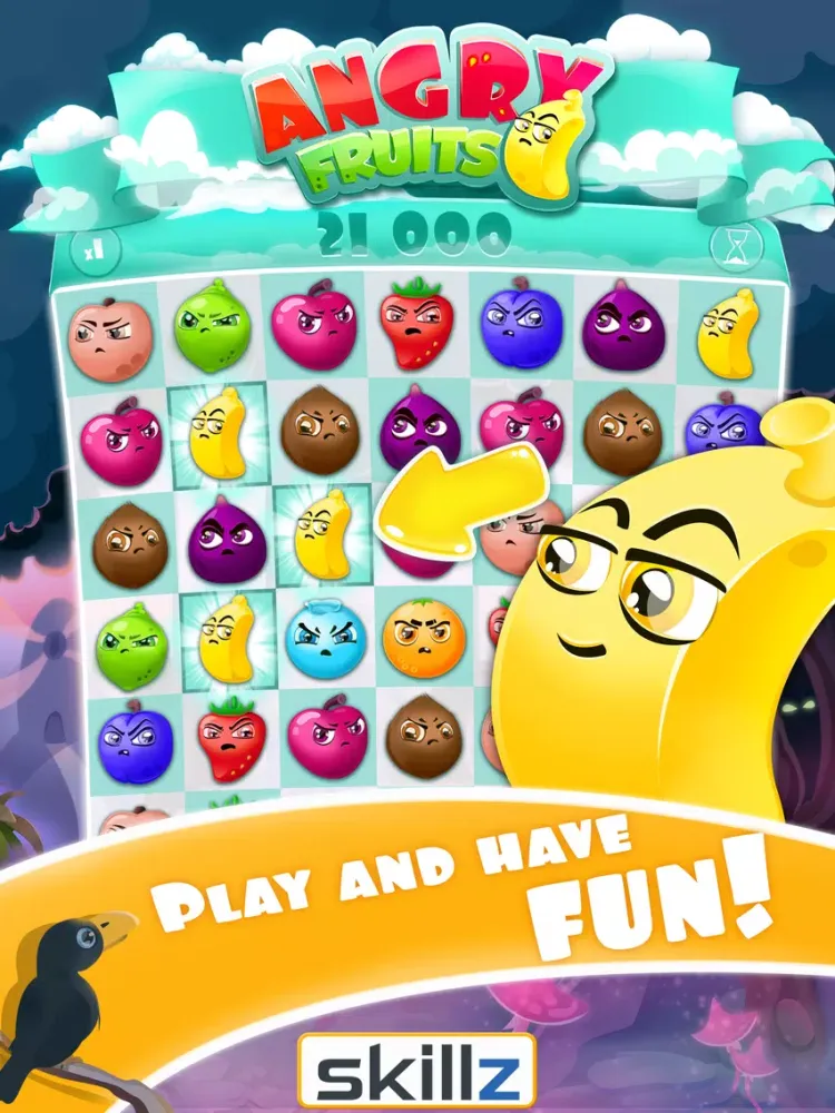 Angry Fruits 1 VS 1 Puzzle : Real Money Gaming iPad 应用截图