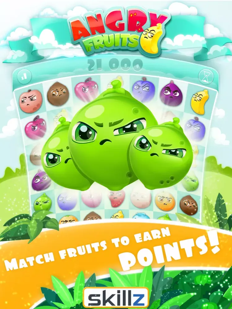 Angry Fruits 1 VS 1 Puzzle : Real Money Gaming iPad 应用截图