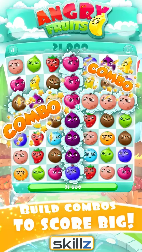 Angry Fruits 1 VS 1 Puzzle : Real Money Gaming应用截图