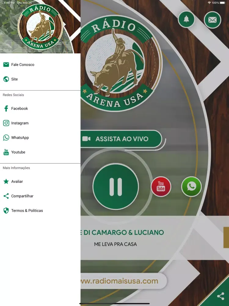 Tangkapan layar Radio Arena USA iPad 