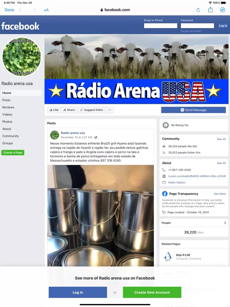Tangkapan layar Radio Arena USA iPad 
