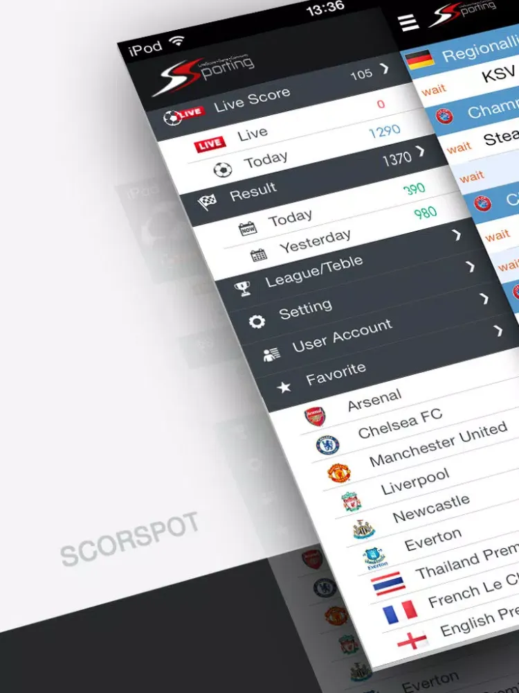 Tangkapan skrin SSporting iPad 
