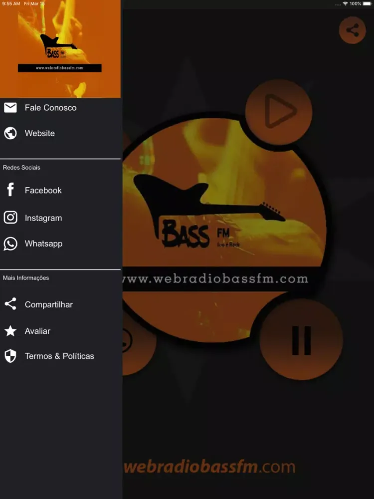 Tangkapan layar Web Rádio Bass FM iPad 