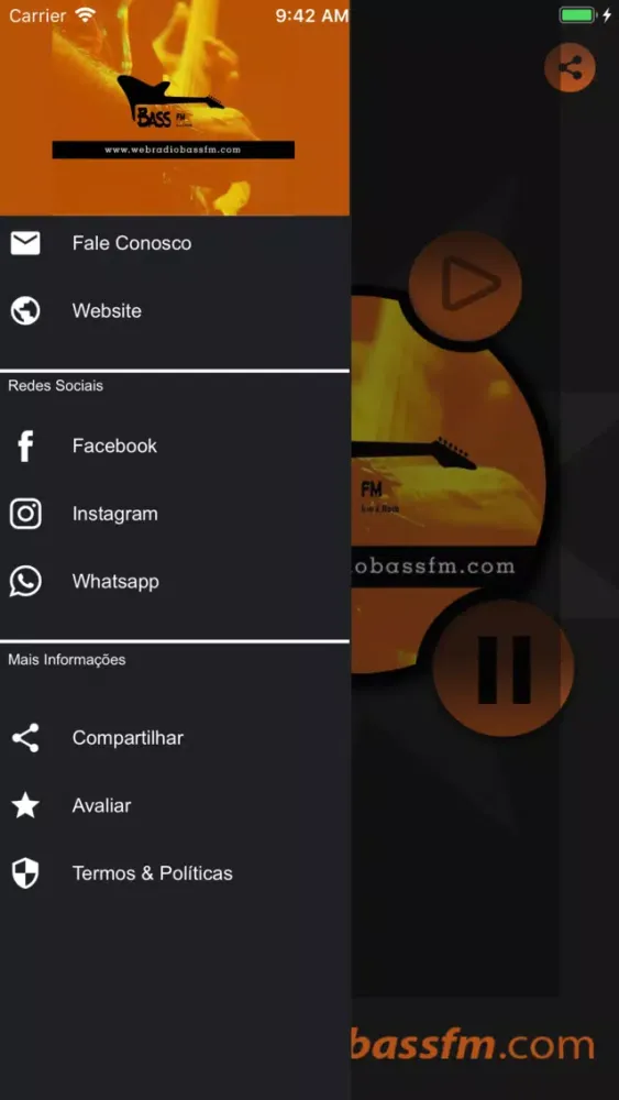Tangkapan layar Web Rádio Bass FM