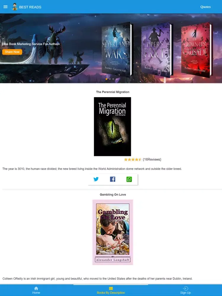 Capturas de tela do Best Book Read iPad 