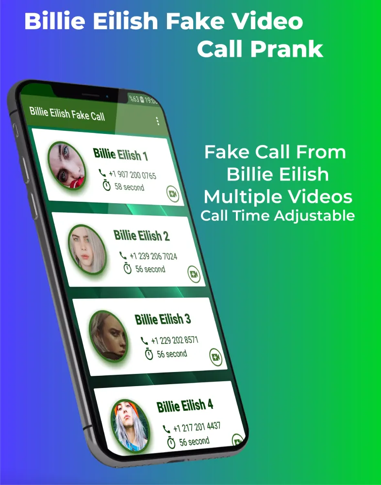 Billie Eilish Fake Video Call Prank Ekran Görüntüleri