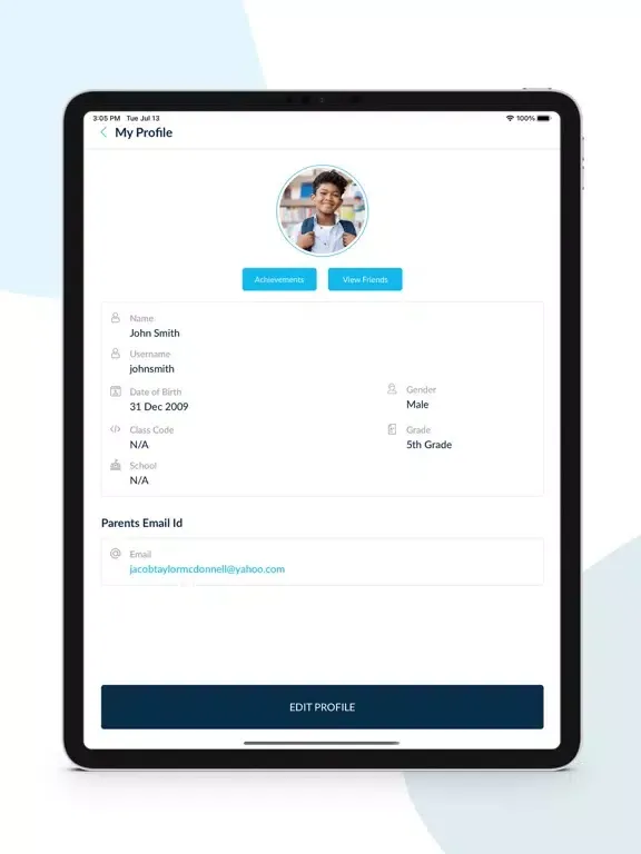 ภาพหน้าจอของ BlueLight Health iPad 
