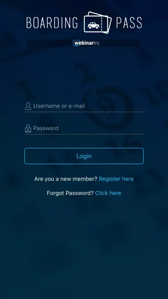 Ảnh chụp màn hình của Webinarinc Appointment Boarding Pass