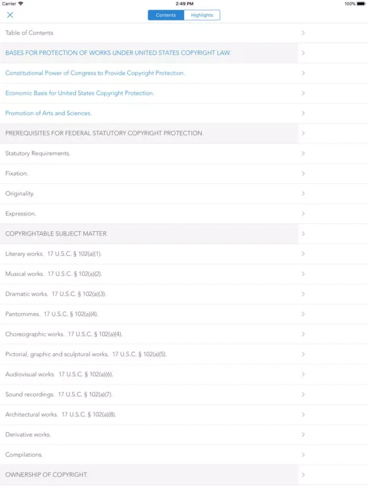 Copyright Law iPad  سکرین شاٹس