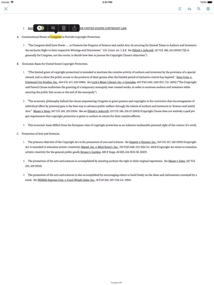Copyright Law iPad  سکرین شاٹس