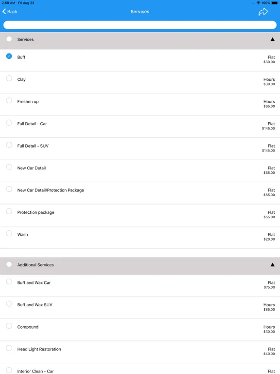 Car Detailing App iPad  スクリーンショット