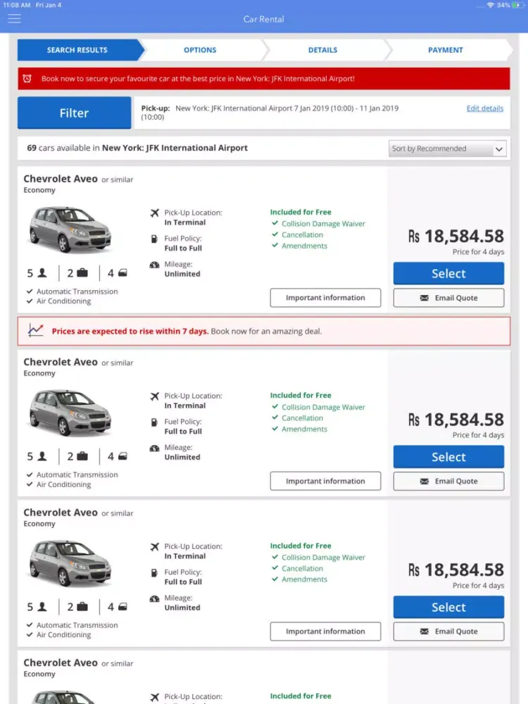 Car Rental USA iPad  Screenshots