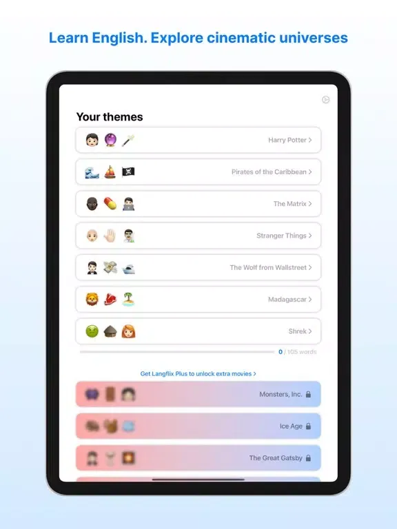 Langflix: English & Quizzes iPad  سکرین شاٹس