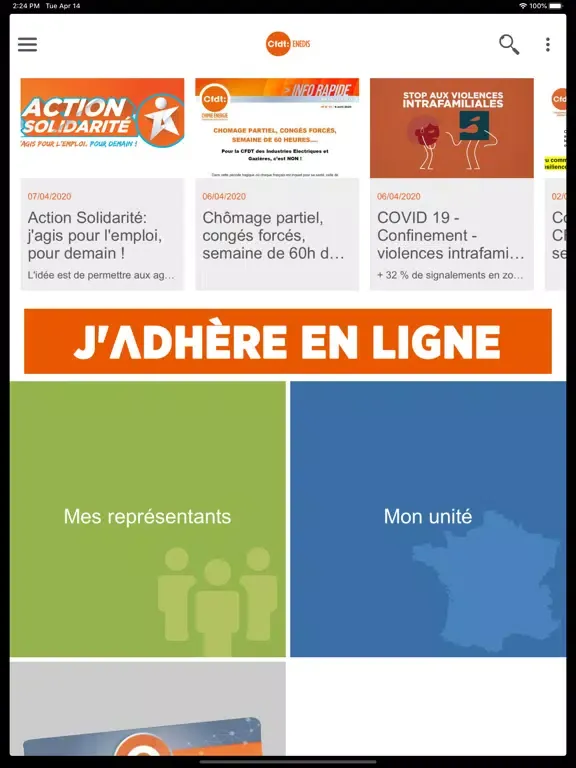 CFDT ENEDIS iPad  سکرین شاٹس