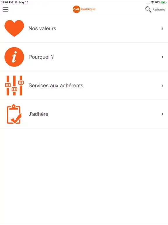 CFDT RTSAS iPad  Screenshots