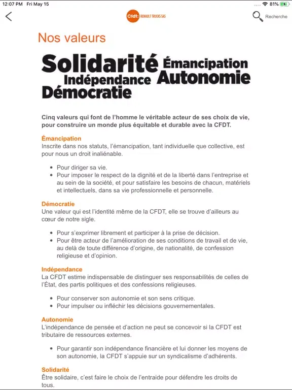 CFDT RTSAS iPad  Screenshots