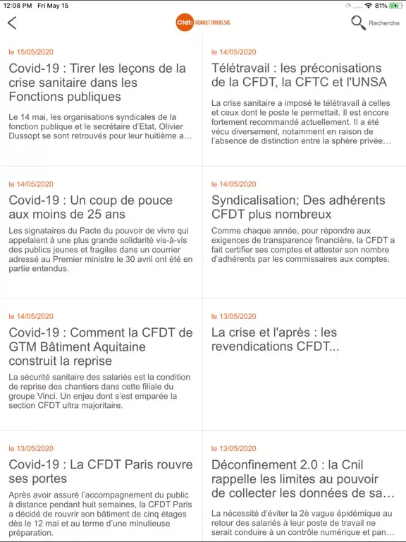 CFDT RTSAS iPad  Screenshots