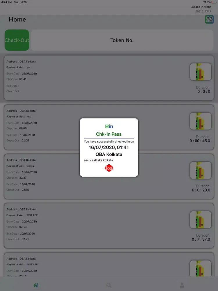 Zrzuty ekranu Chk-In iPad 