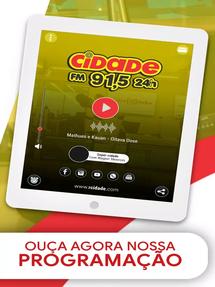 Tangkapan layar Rádio Cidade FM 91,5 iPad 