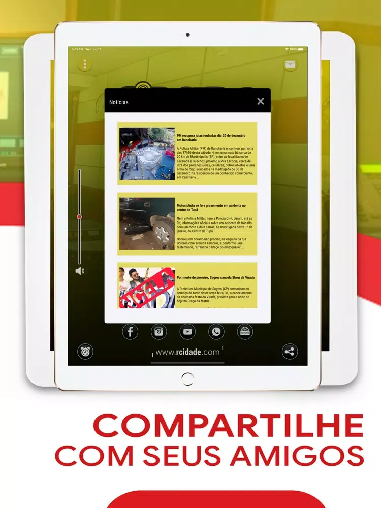 Tangkapan layar Rádio Cidade FM 91,5 iPad 