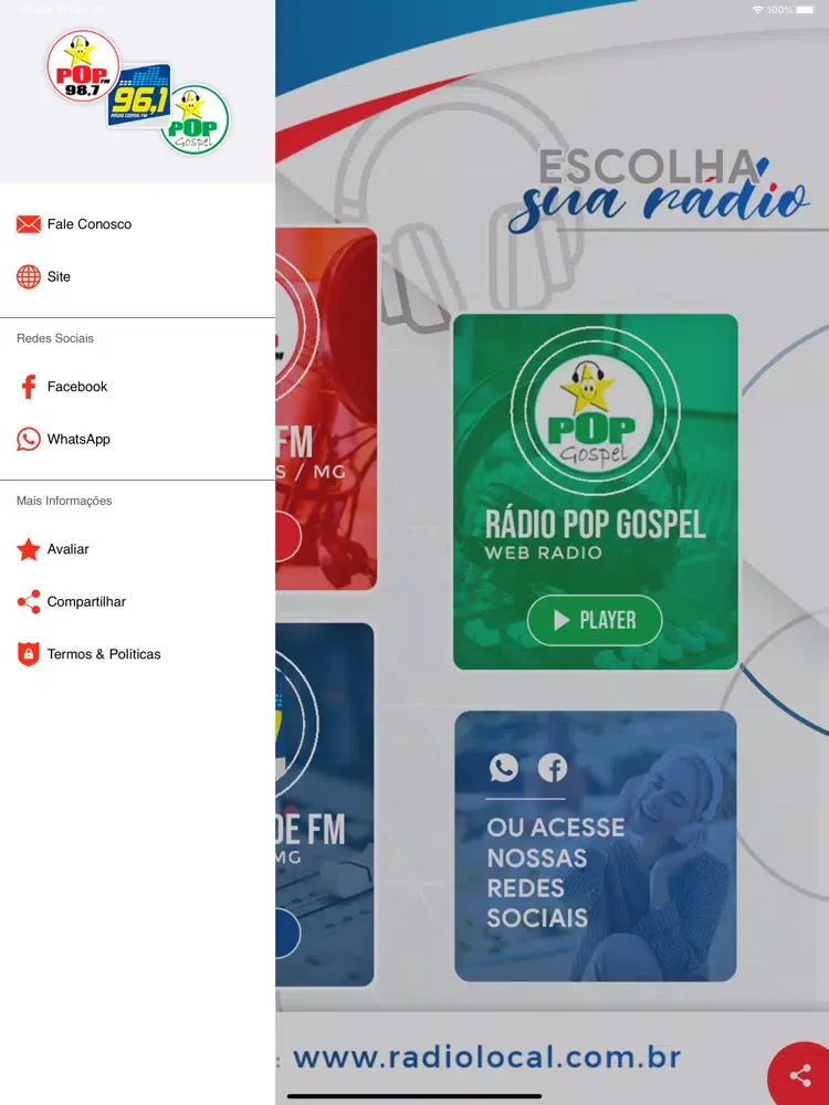 Tangkapan skrin Rádio Local iPad 