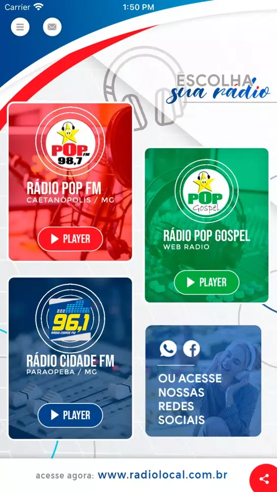 Tangkapan skrin Rádio Local