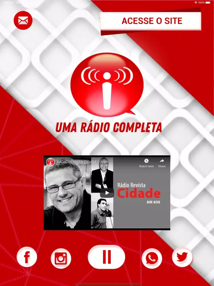 Tangkapan skrin Rádio Cidade Brusque iPad 
