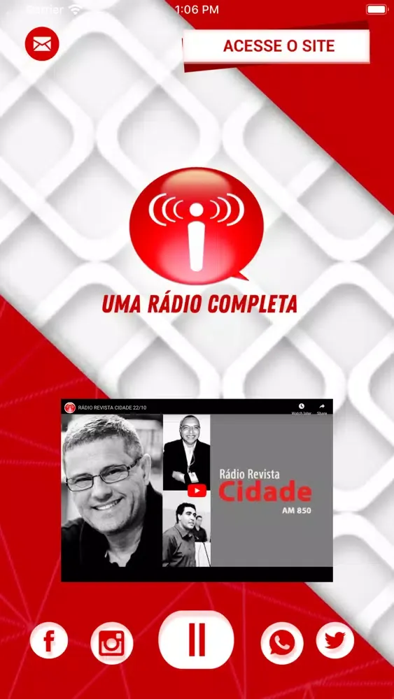 Tangkapan skrin Rádio Cidade Brusque
