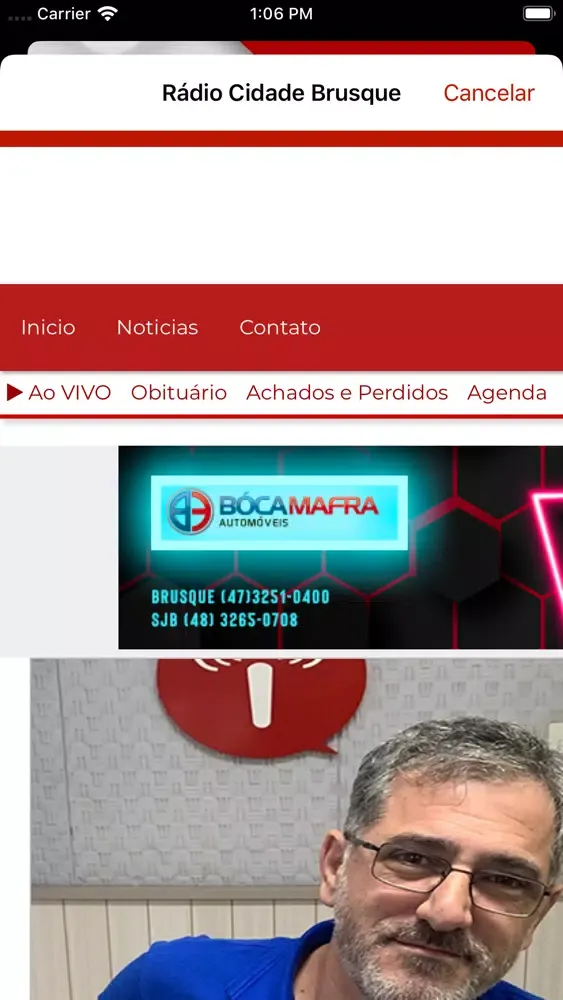 Tangkapan skrin Rádio Cidade Brusque
