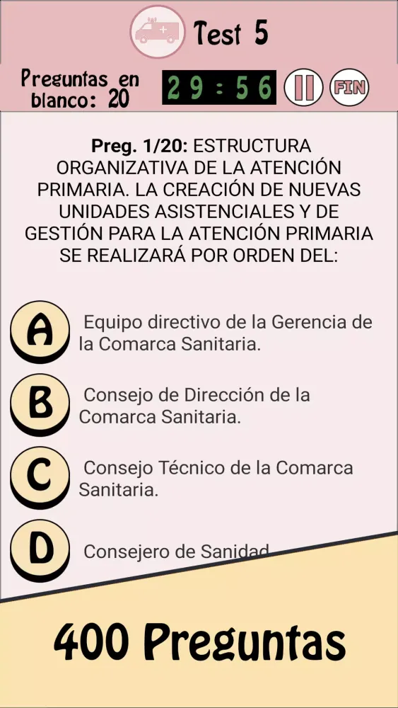 Captures d'écran de TestOpos Conductor Sanitario