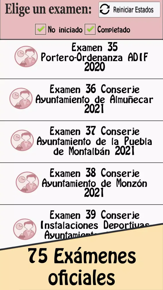 Zrzuty ekranu TestOpos Conserje Ordenanza