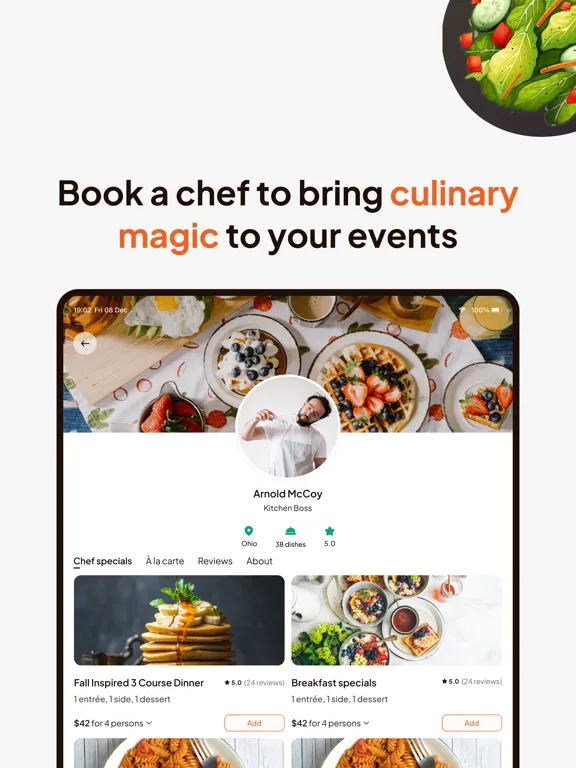 Ảnh chụp màn hình của CookinGenie - Book a Chef iPad 