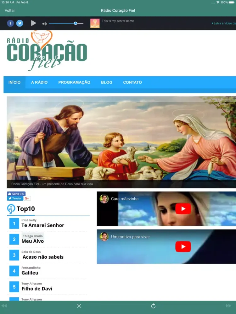 Ảnh chụp màn hình của Rádio Coração Fiel iPad 