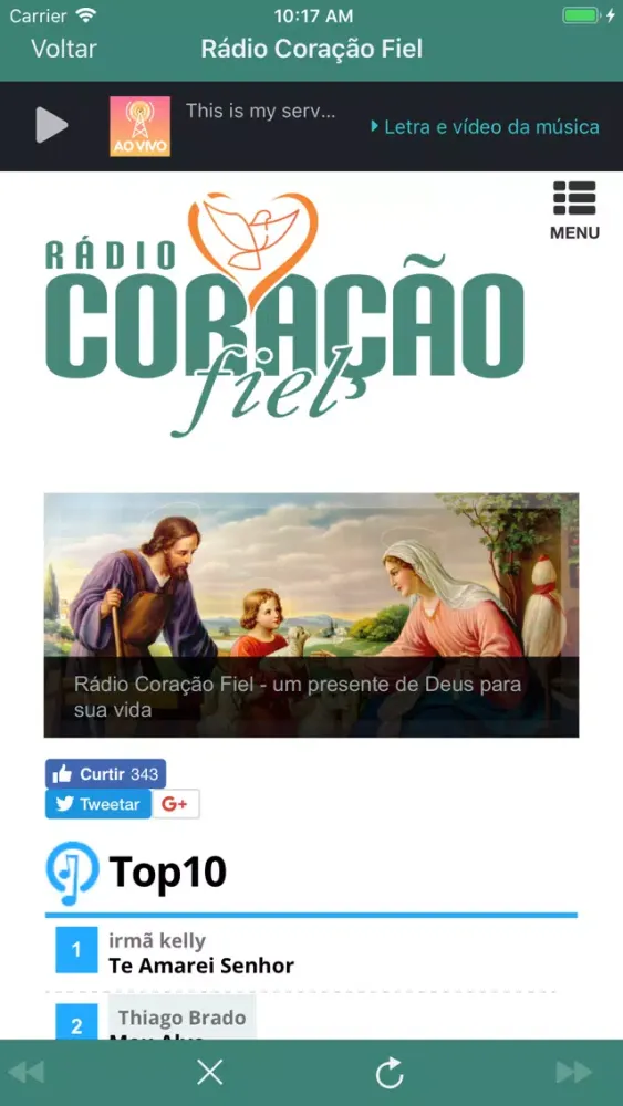 Ảnh chụp màn hình của Rádio Coração Fiel