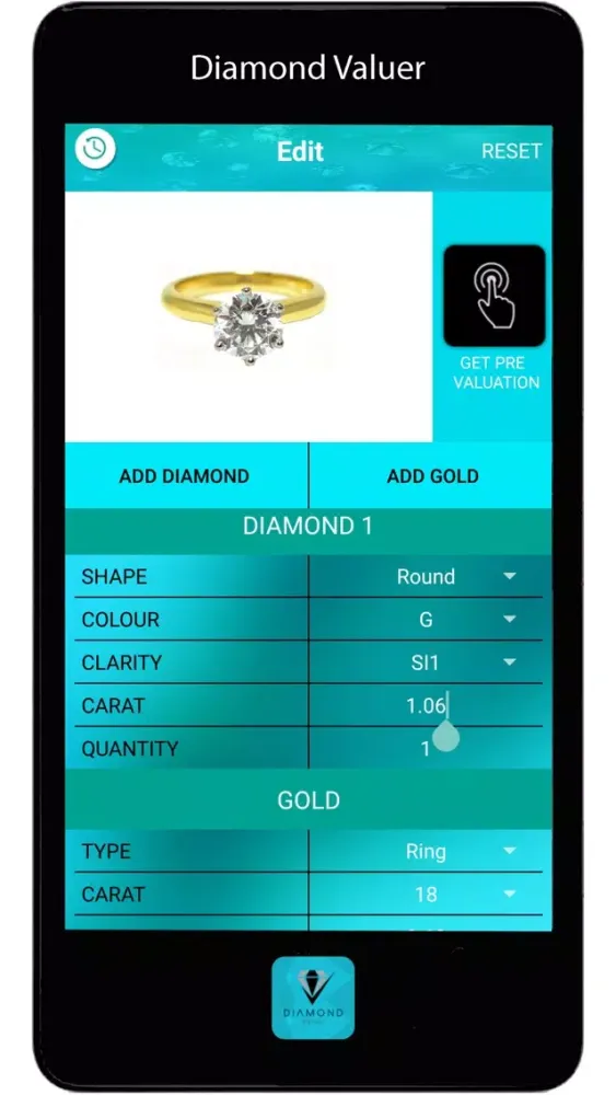 Ảnh chụp màn hình của Diamond Valuer