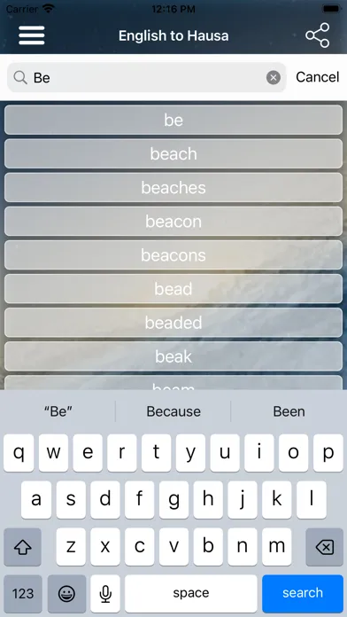Zrzuty ekranu Hausa Dictionary Translator