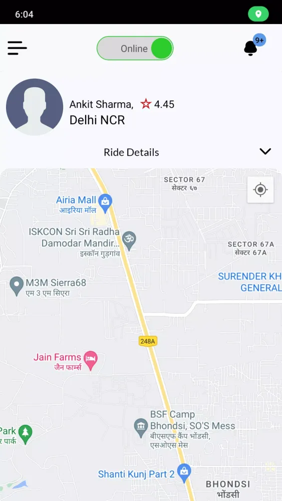 Tangkapan skrin DMRC Rydr