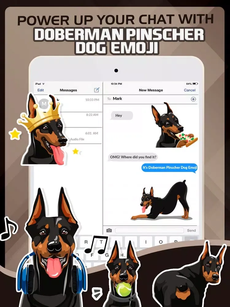 Скриншоты Doberman Pinscher Dog Emoji iPad 
