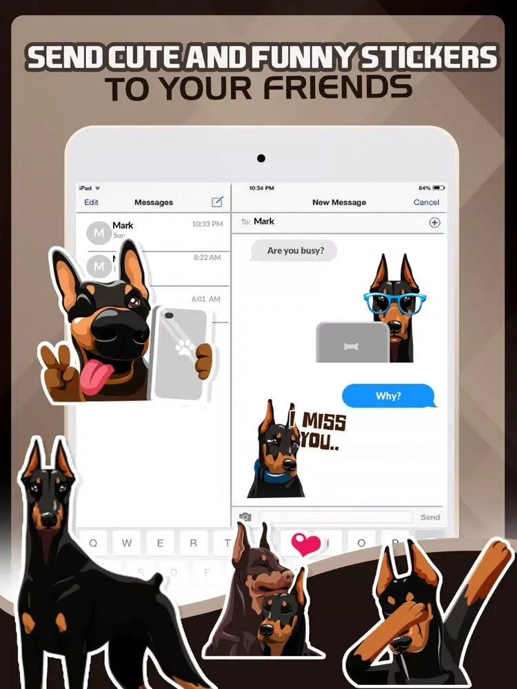 Скриншоты Doberman Pinscher Dog Emoji iPad 