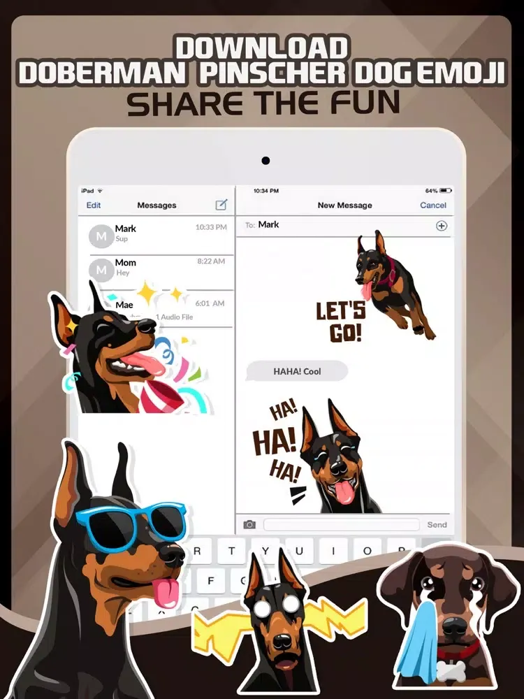 Скриншоты Doberman Pinscher Dog Emoji iPad 
