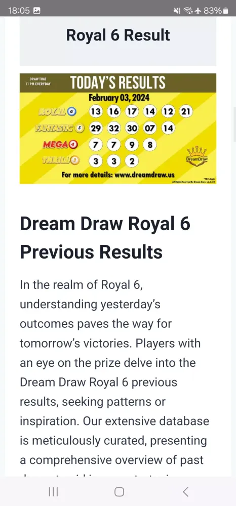 Dream Draw Results Screenshots