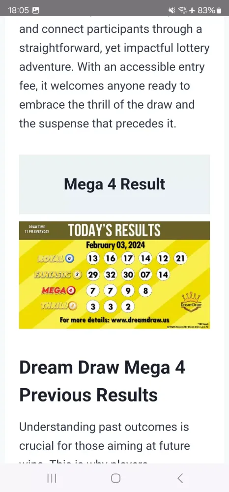 Dream Draw Results Screenshots