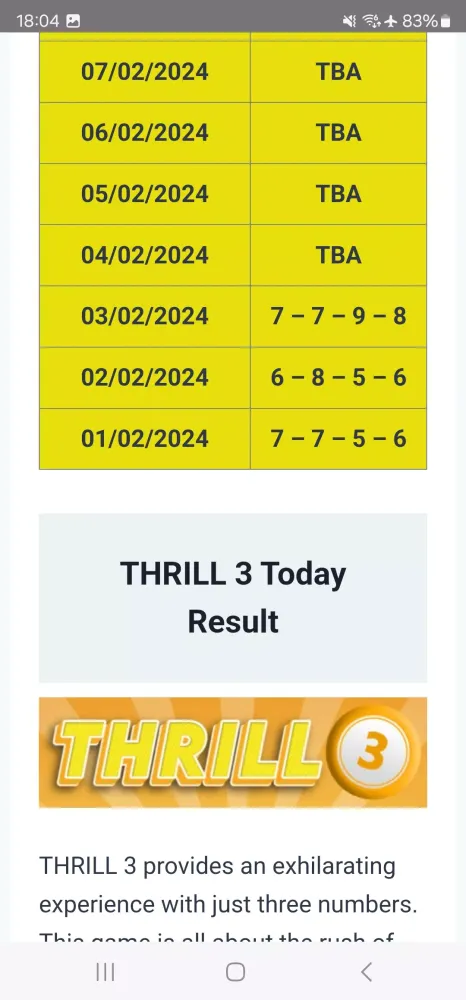 Dream Draw Results Screenshots