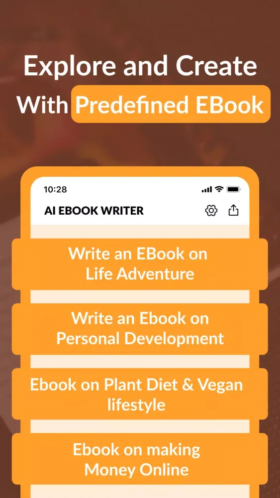 Capturas de tela do AI Ebook Writer - Write a Book