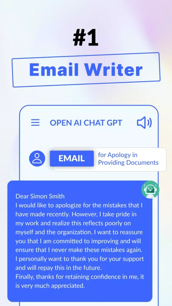 Tangkapan skrin AI Email Writer