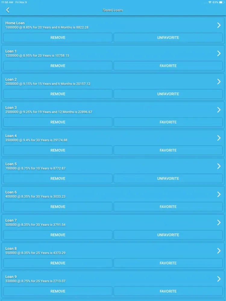 EMI Calc App iPad  स्क्रीनशॉट