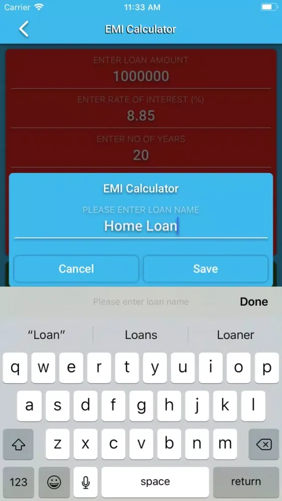 EMI Calc App स्क्रीनशॉट