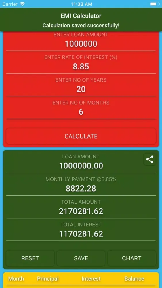 EMI Calc App स्क्रीनशॉट