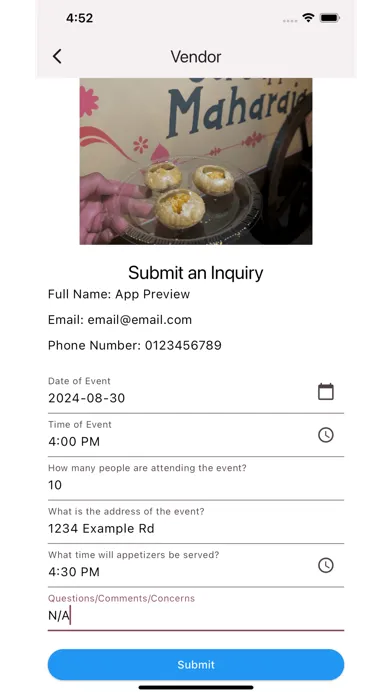 Tangkapan layar Evently - Vendor Marketplace